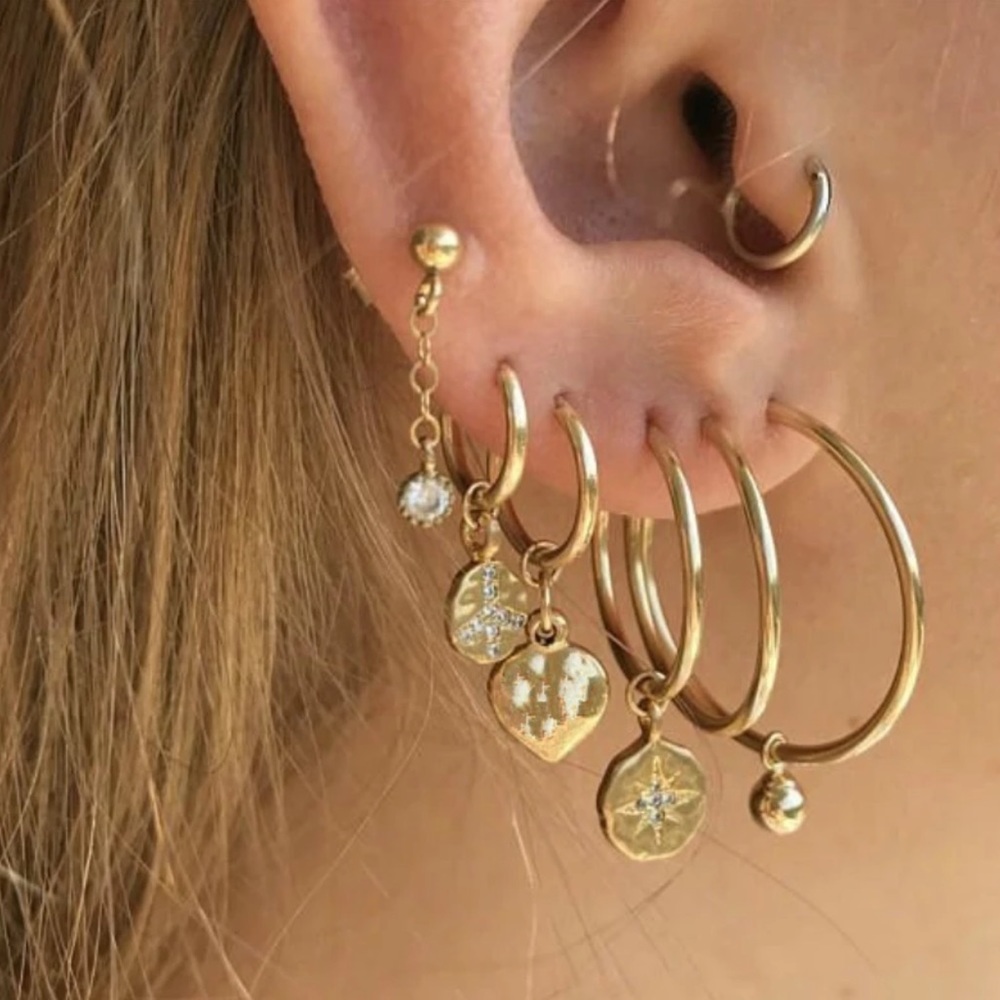 2/$10 NEW! Geometric Peace Star 7 Piece Earring Set Stud Sequin Boho Cute